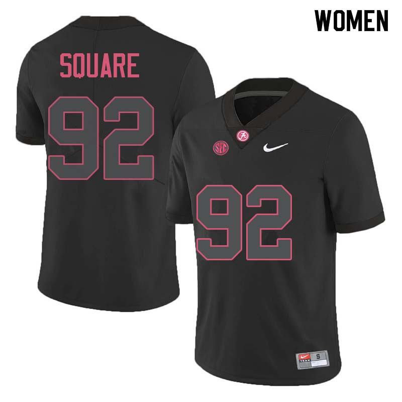 Women #92 Damion Square Alabama Crimson Tide College Football Jerseys Sale-Black